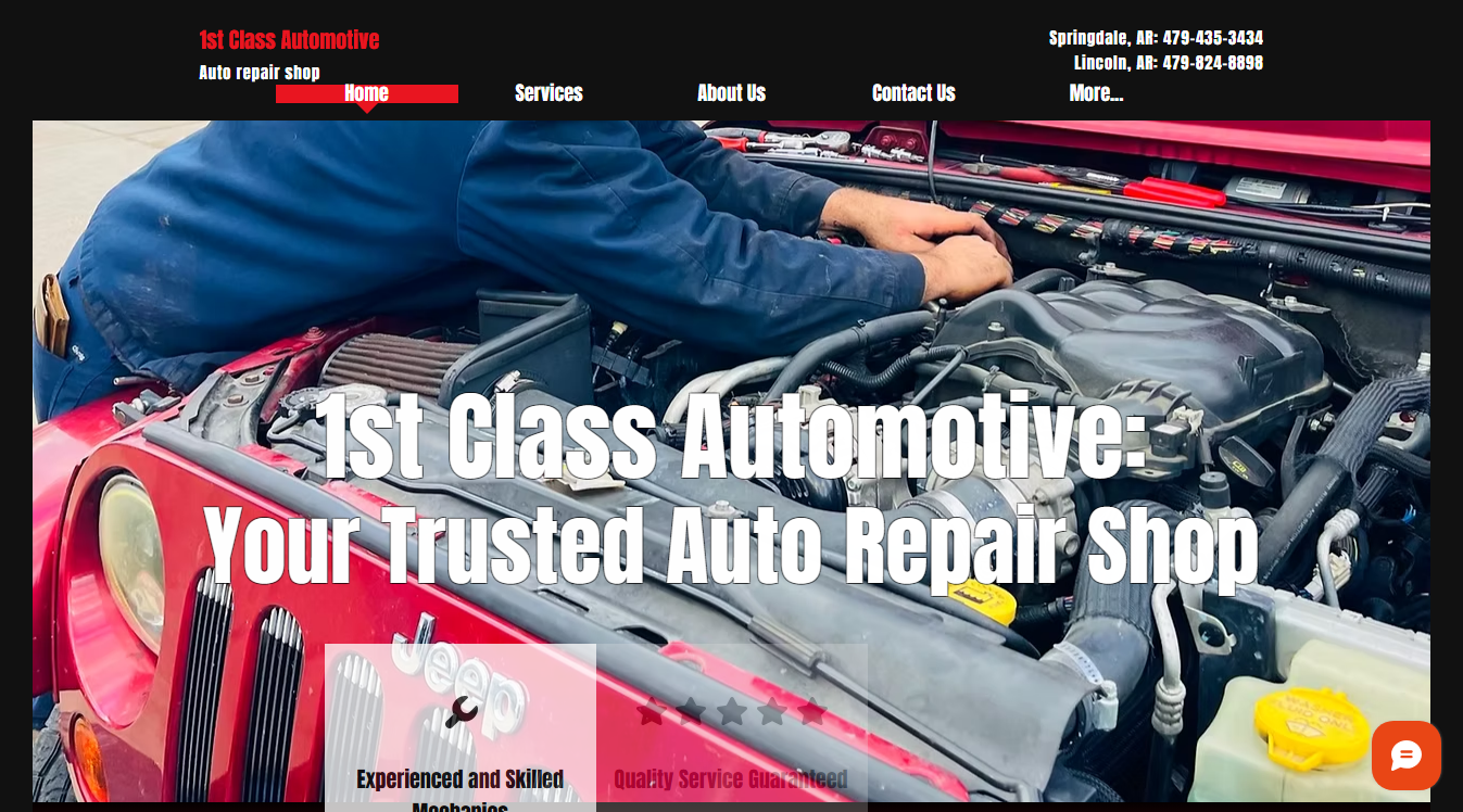 Website screenshot for 1st Class Automotive