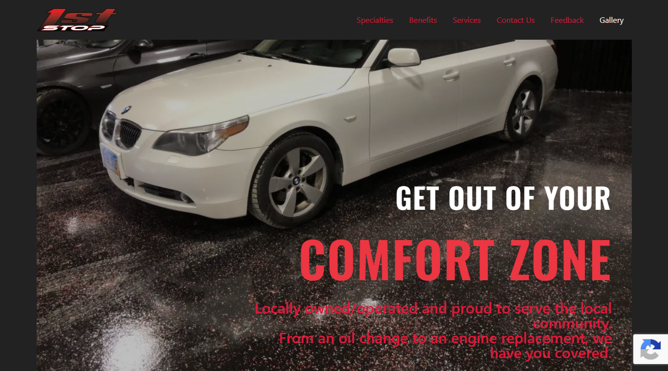 Website screenshot for 1st Stop Repair