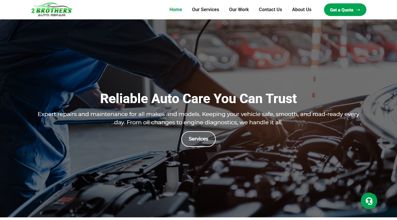 Website screenshot for 2 Brothers Auto Repair