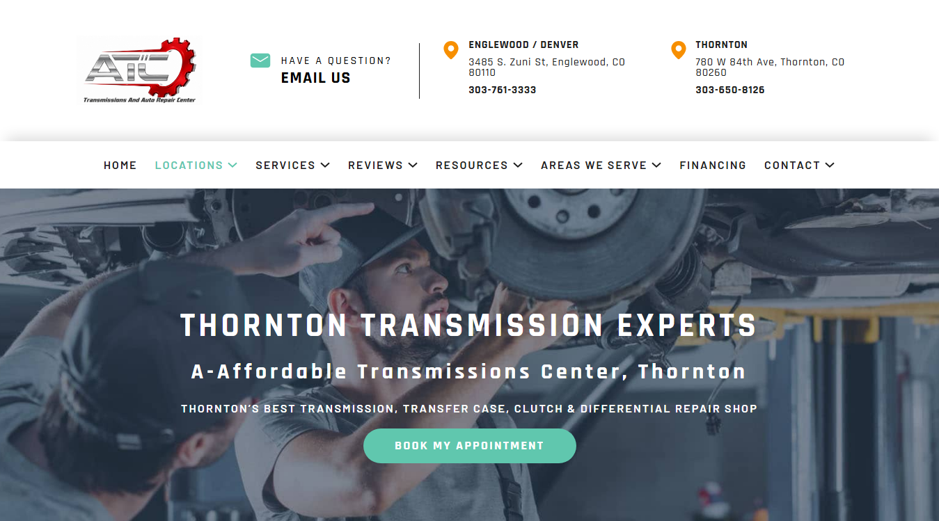 Website screenshot for A-Affordable Transmissions & Auto Repair Center - Thornton
