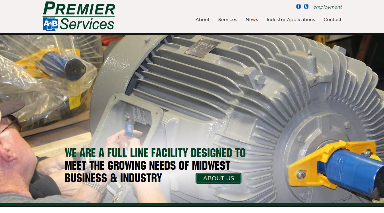 Website screenshot for A & B Electric Motor Services
