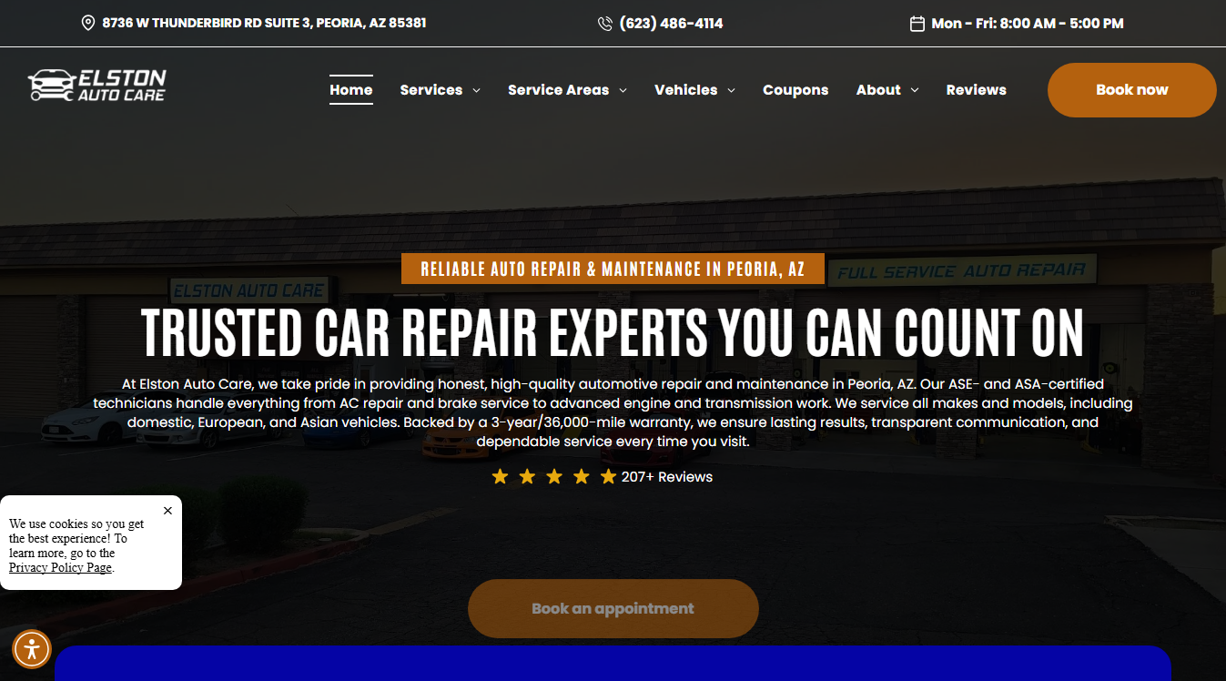 Website screenshot for A Care Auto Repair