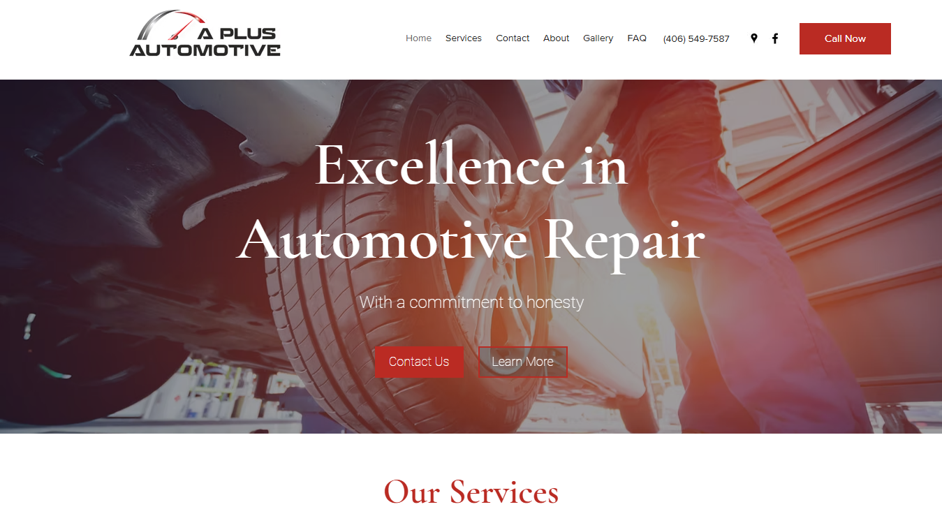 Website screenshot for A Plus Automotive