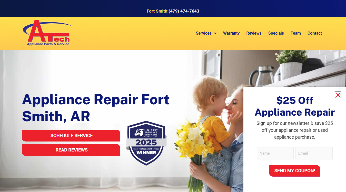 Screenshot of A-Tech Appliance Service