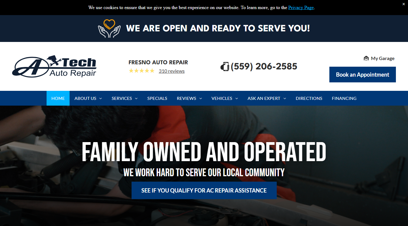 Website screenshot for A-Tech Auto Repair