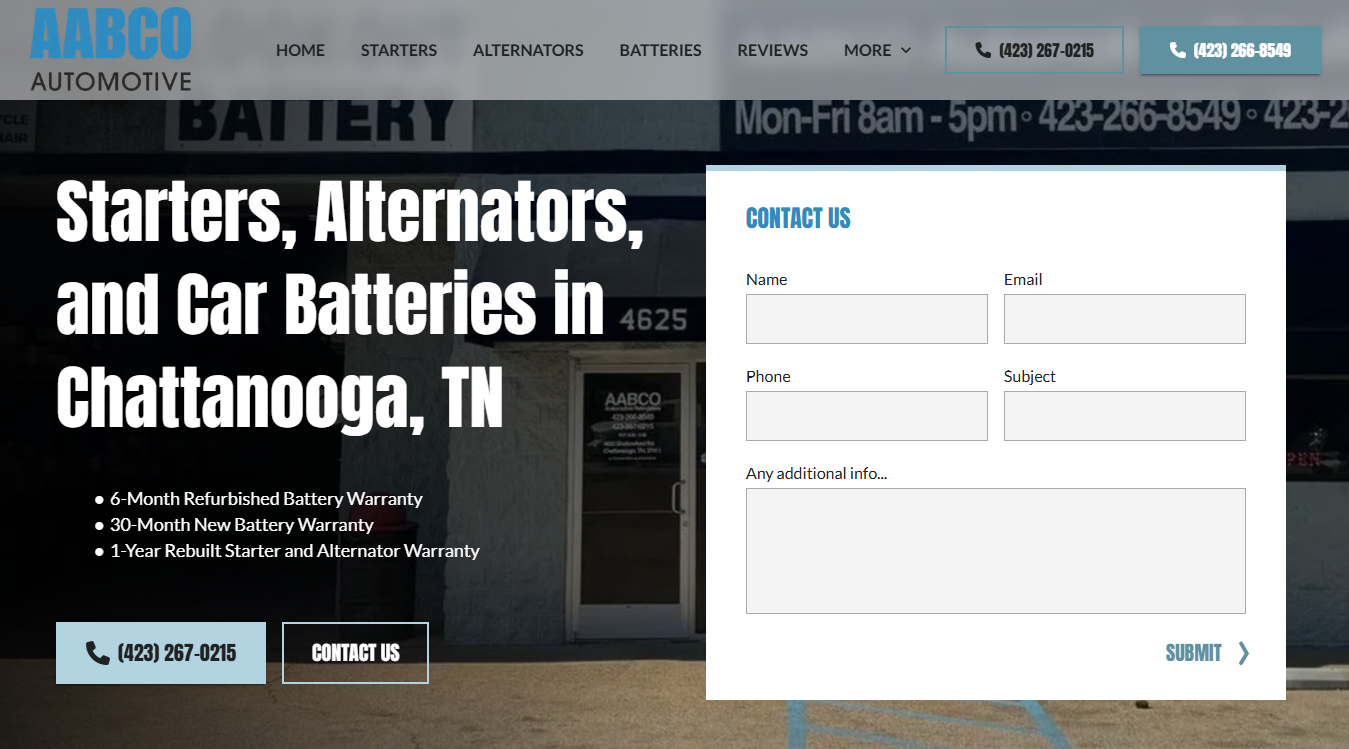 Website screenshot for AABCO Automotive