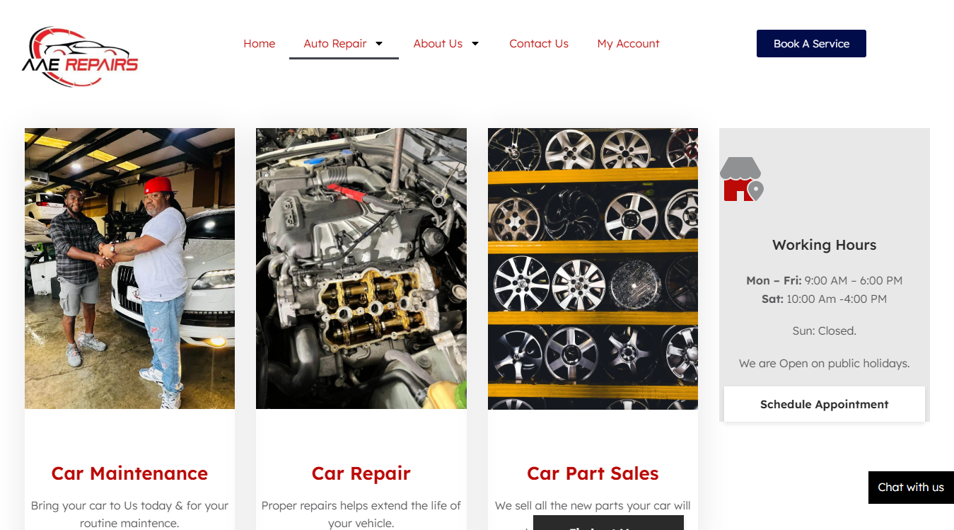 Screenshot of AAE Repairs