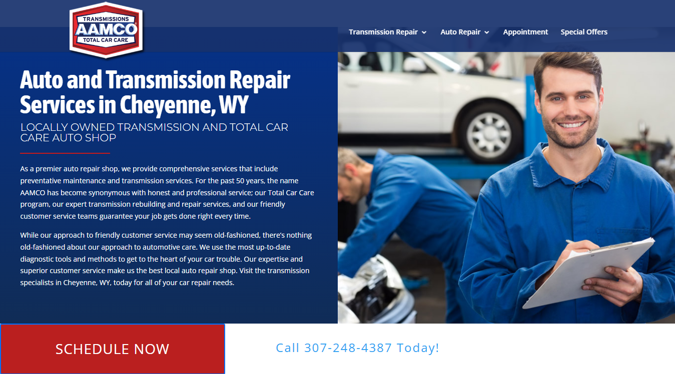Website screenshot for AAMCO Transmissions & Total Car Care