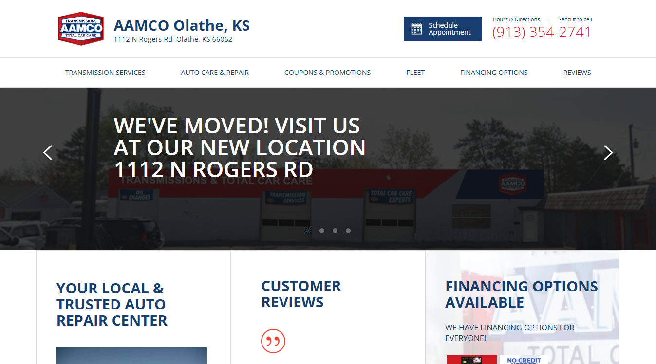 Website screenshot for AAMCO Transmissions & Total Car Care