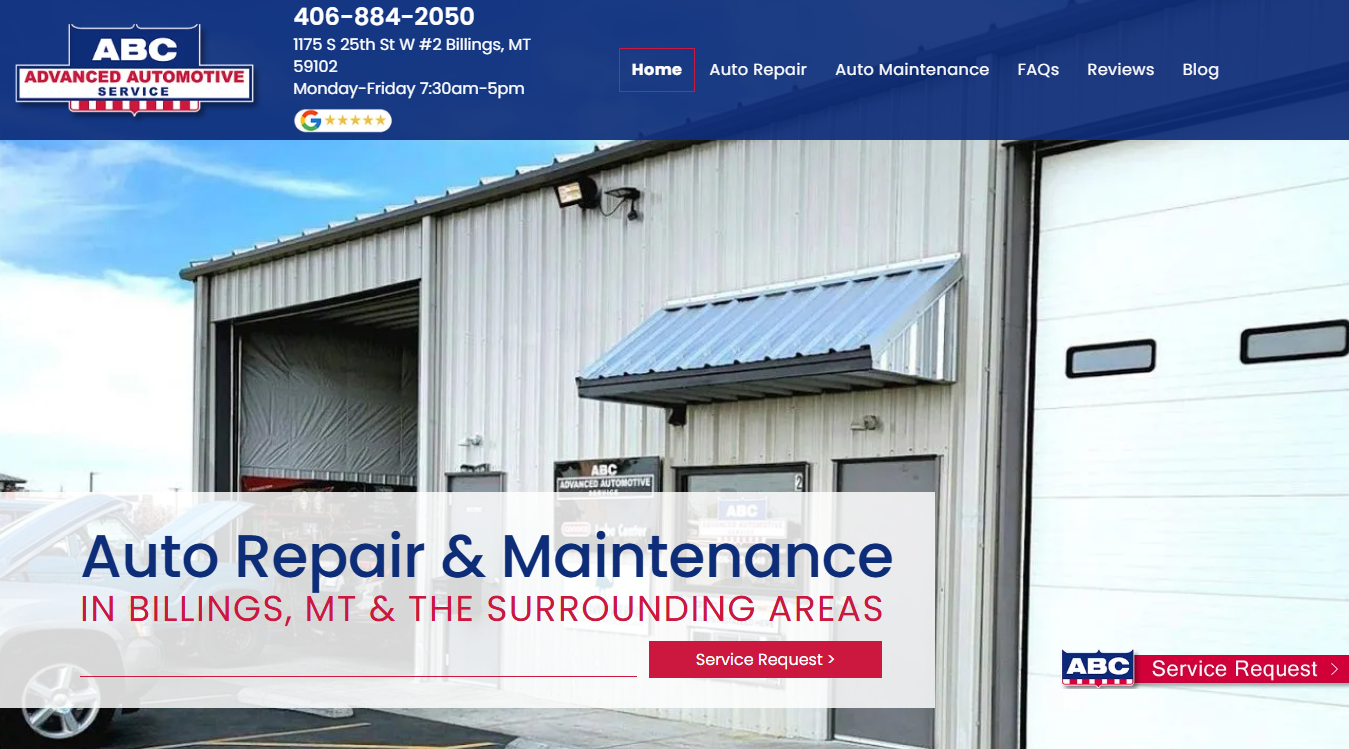 Website screenshot for ABC Advanced Automotive Service