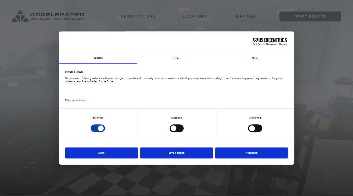 Screenshot of Accelerated Vehicle Technology