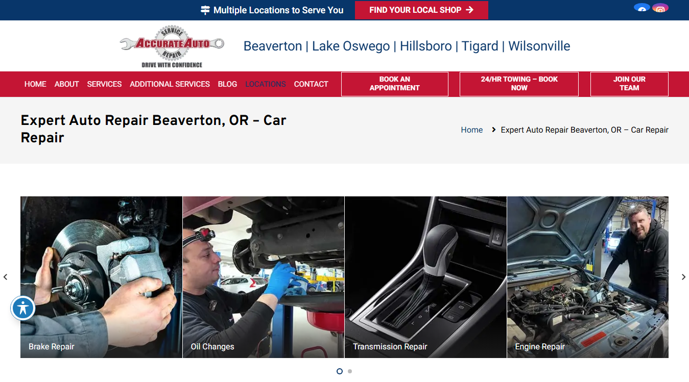 Website screenshot for Accurate Auto