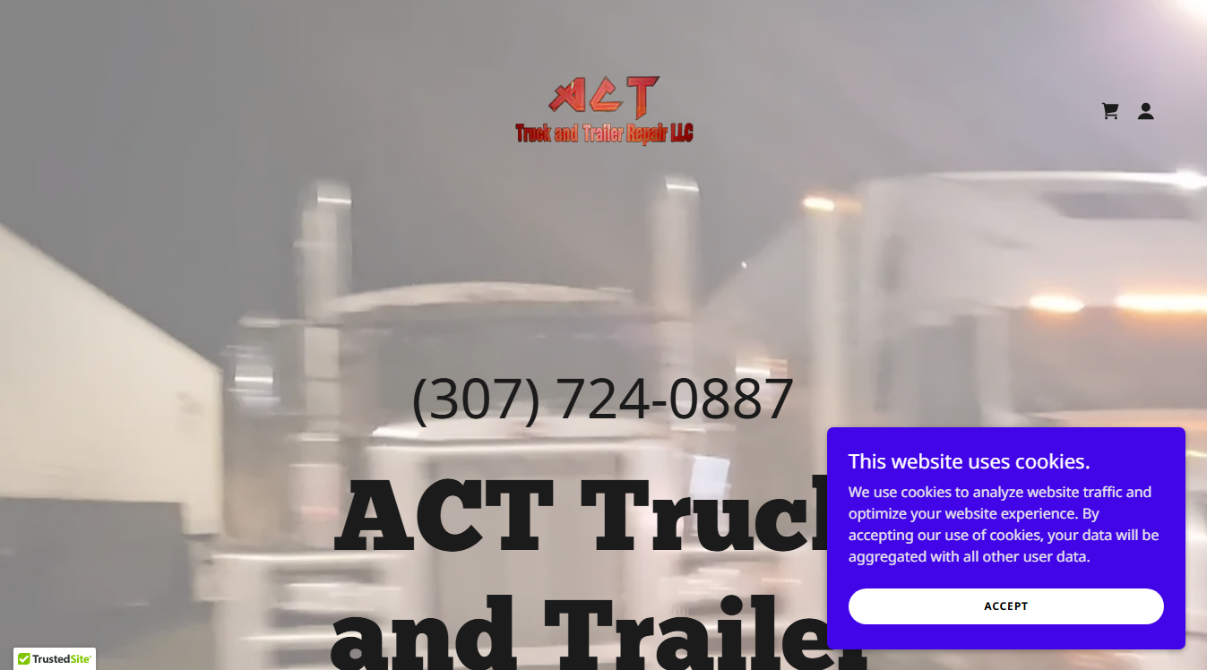 Website screenshot for ACT Mobile Truck And Trailer Repair LLC