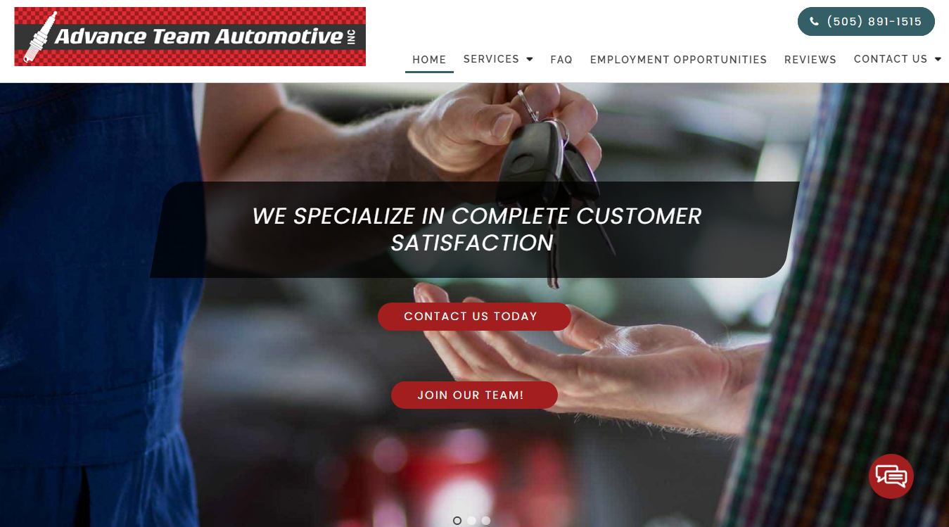 Website screenshot for Advance Team Automotive, Inc.