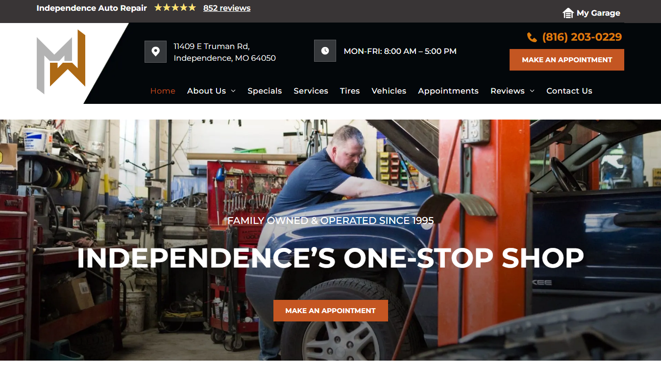 Website screenshot for Advanced Auto Care