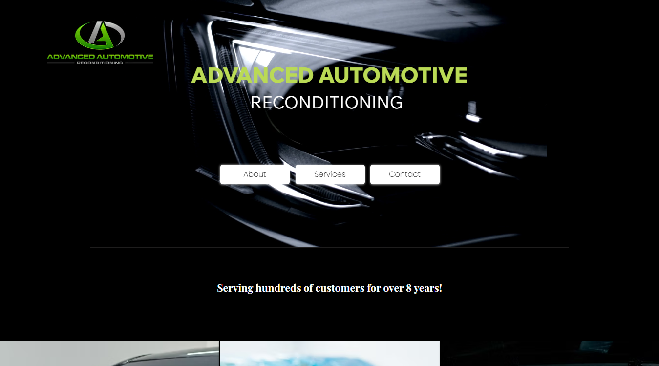 Website screenshot for Advanced Automotive Reconditioning