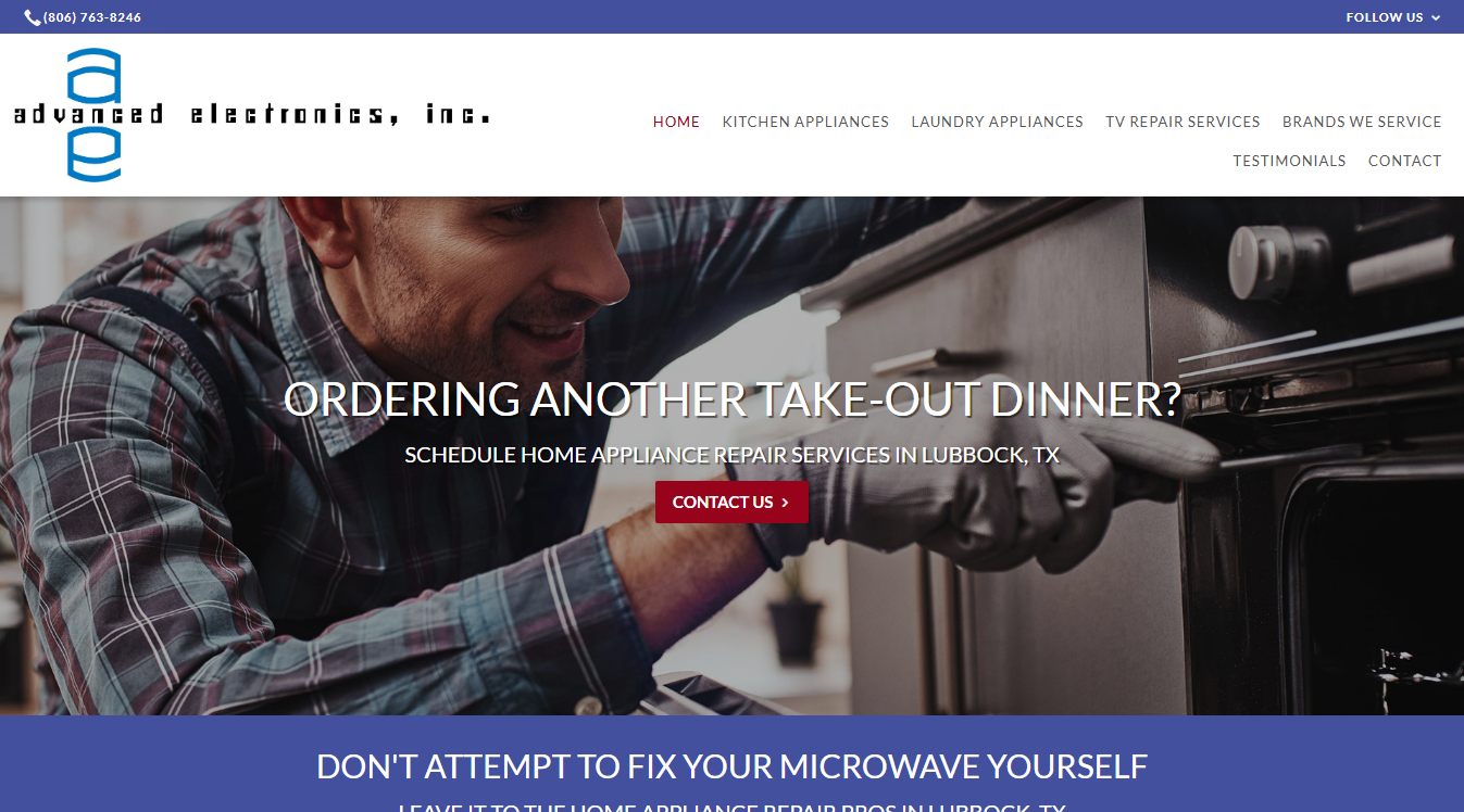 Website screenshot for Advanced Electronics, Inc