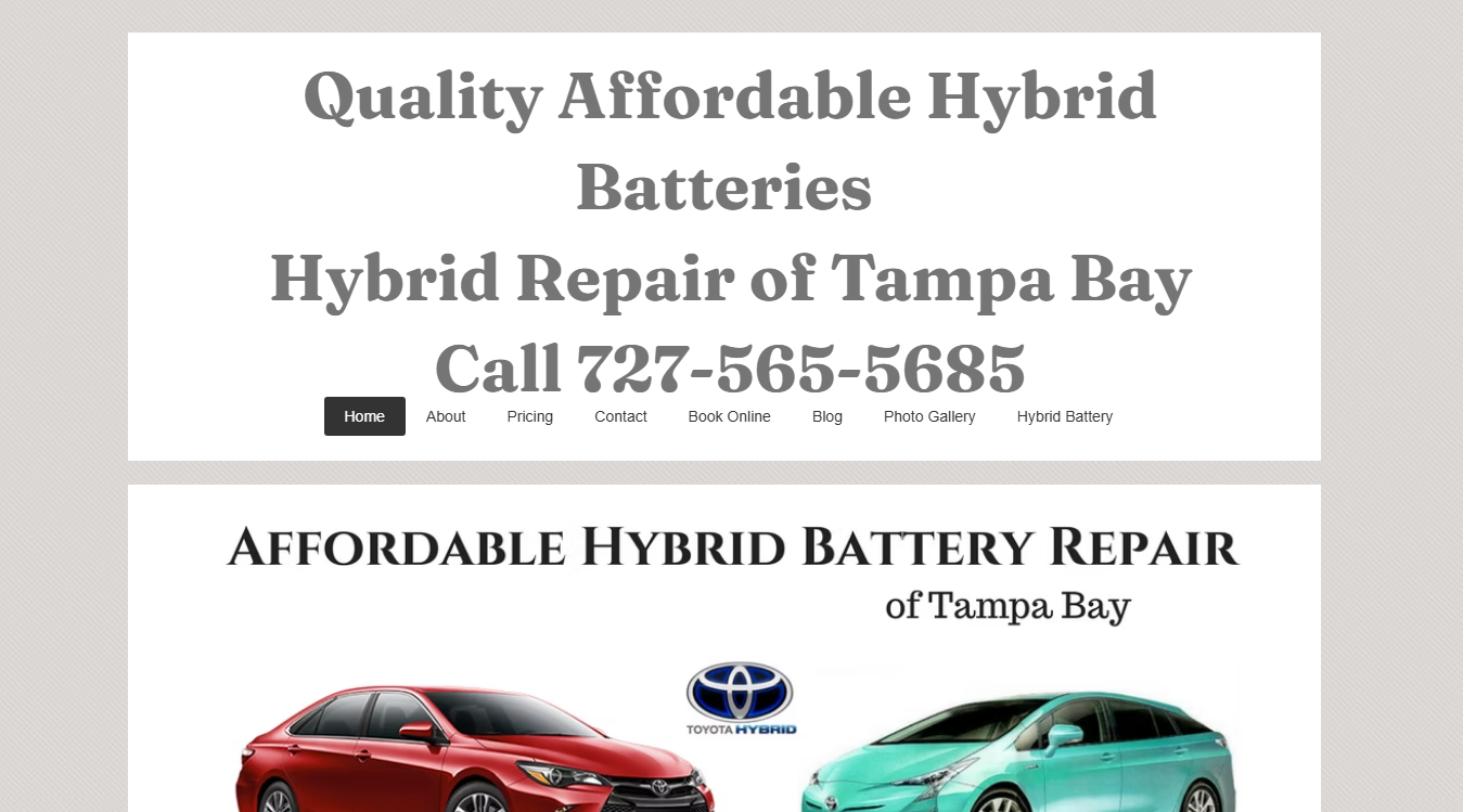 Website screenshot for Affordable Hybrid Repair of Tampa Bay