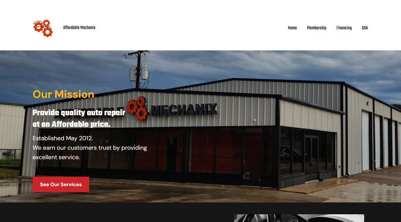 Website screenshot for Affordable Mechanix