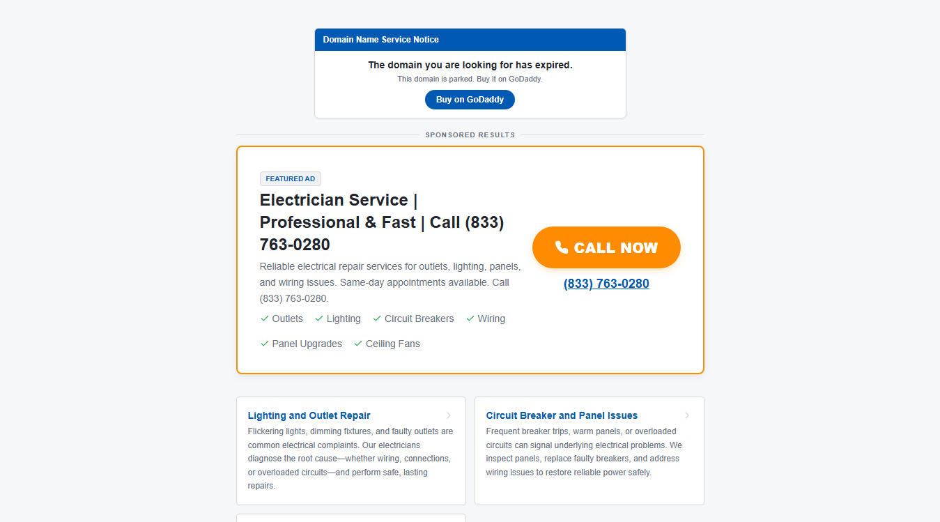 Website screenshot for AKE Electric Services LLC