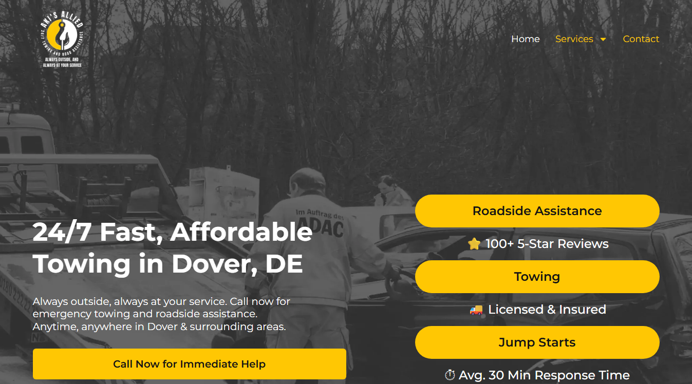 Website screenshot for Aki's Allied