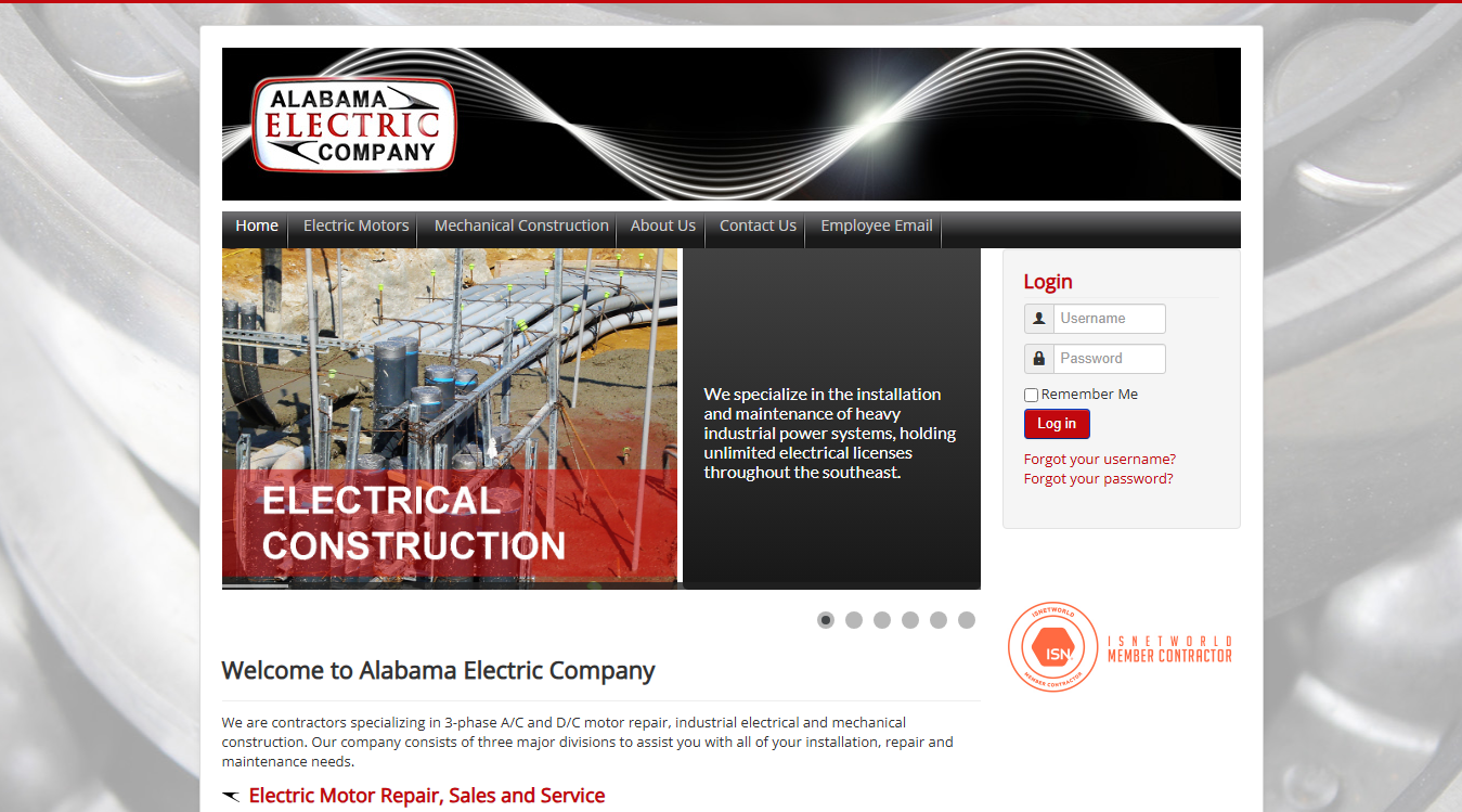 Website screenshot for Alabama Electric Co Inc.