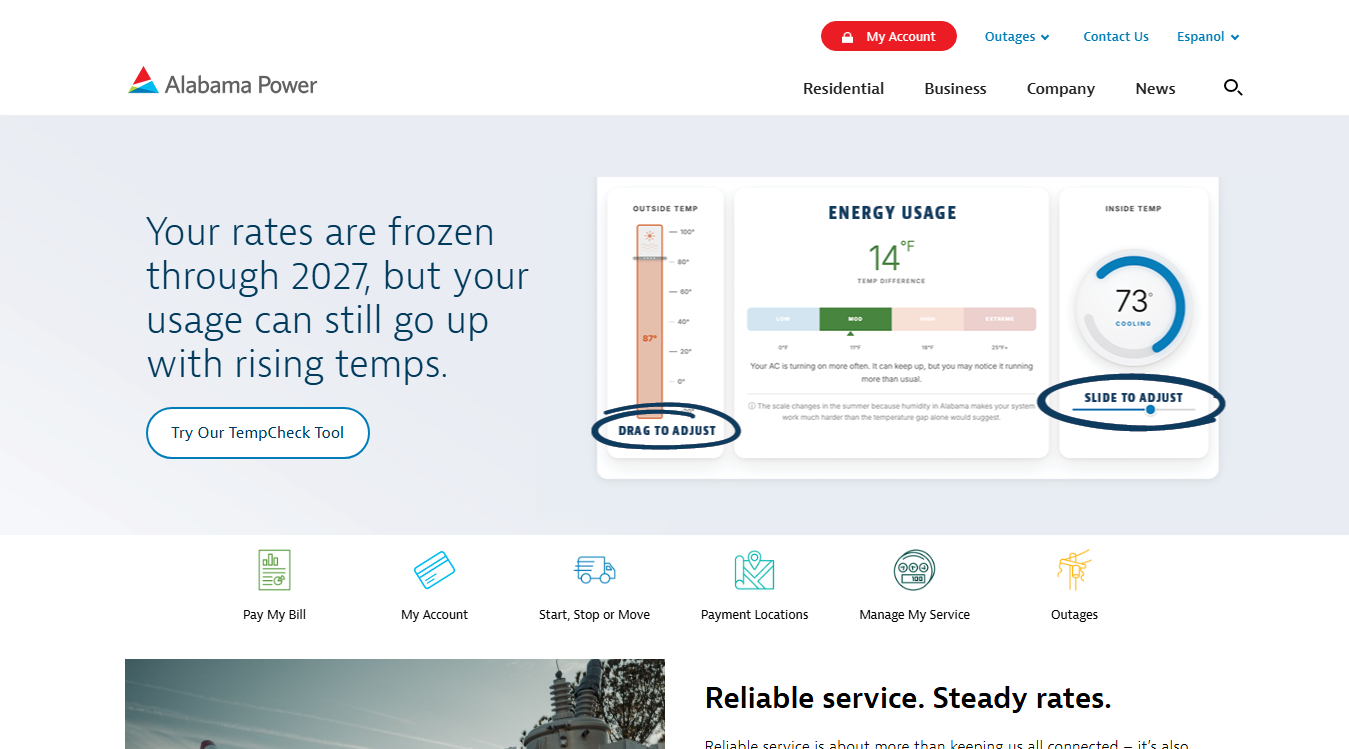 Website screenshot for Alabama Power
