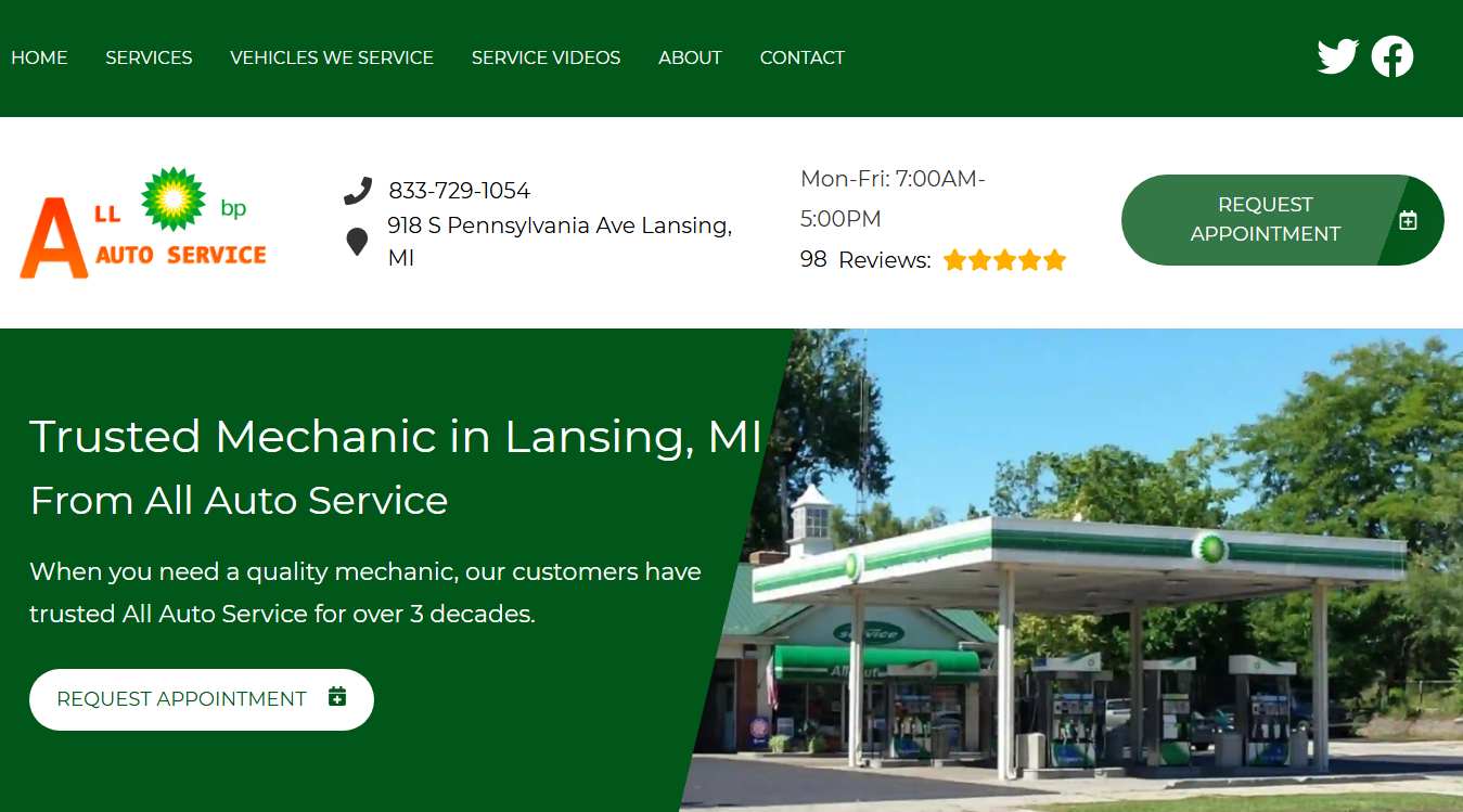 Website screenshot for All Auto Service