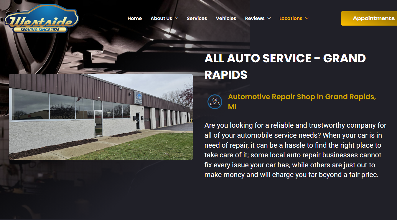 Website screenshot for All Auto Services - Grand Rapids MI Auto Repair Shop