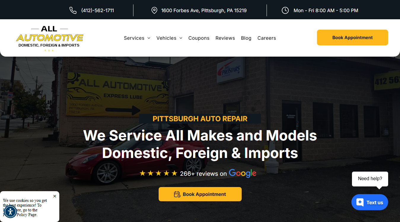 Website screenshot for All Automotive