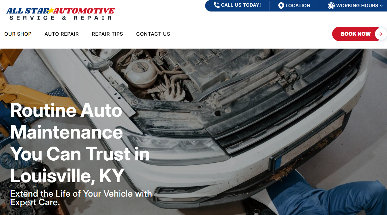 Website screenshot for All Star Automotive Service & Repair