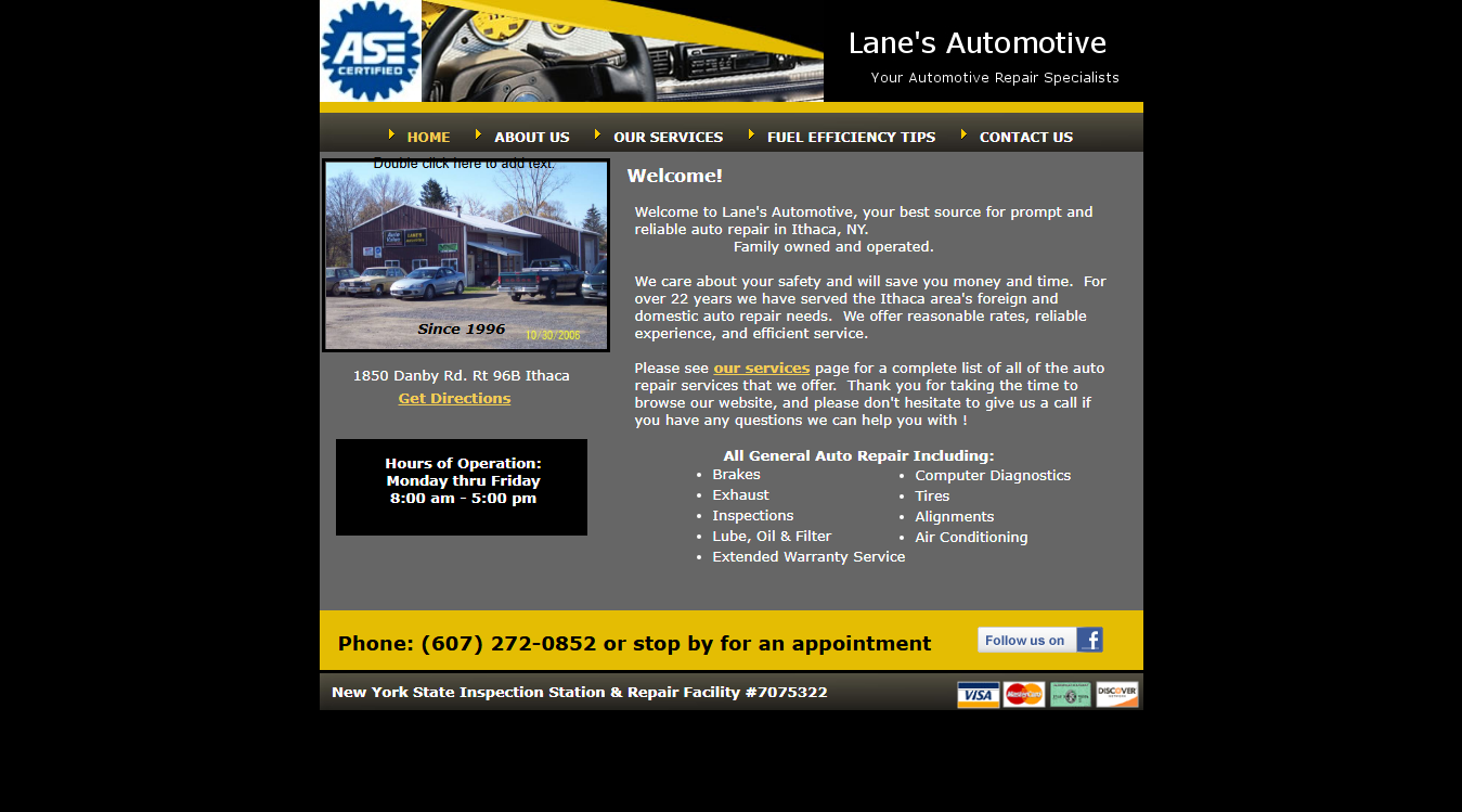 Website screenshot for Alley's Repair And Alignment
