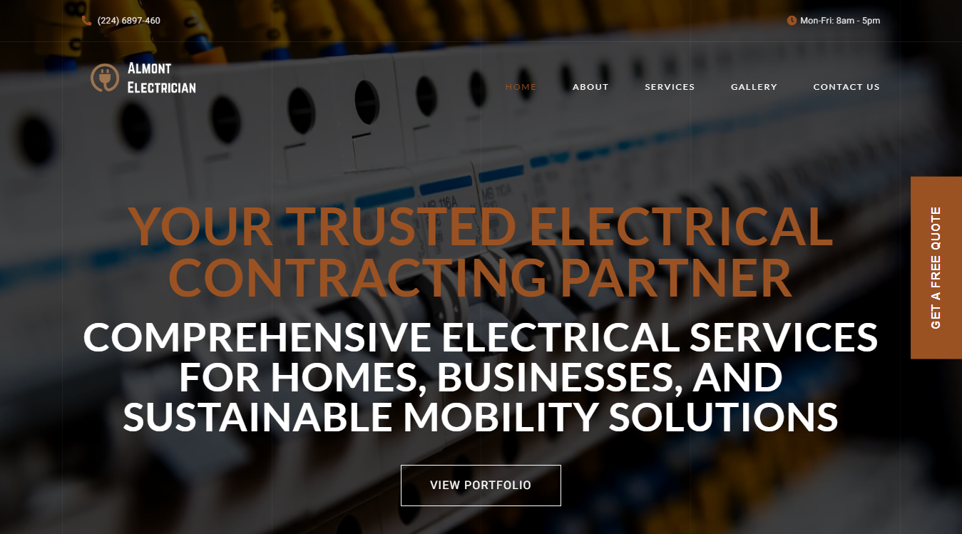 Website screenshot for Almont Electrician