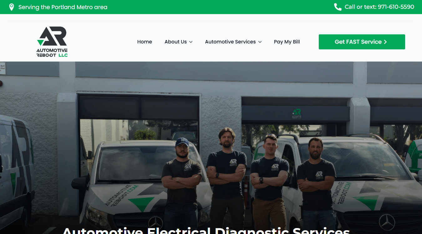Website screenshot for Alternator Starter Service