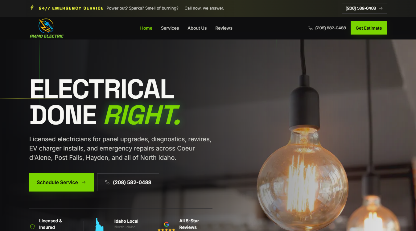Website screenshot for Ammo Electric