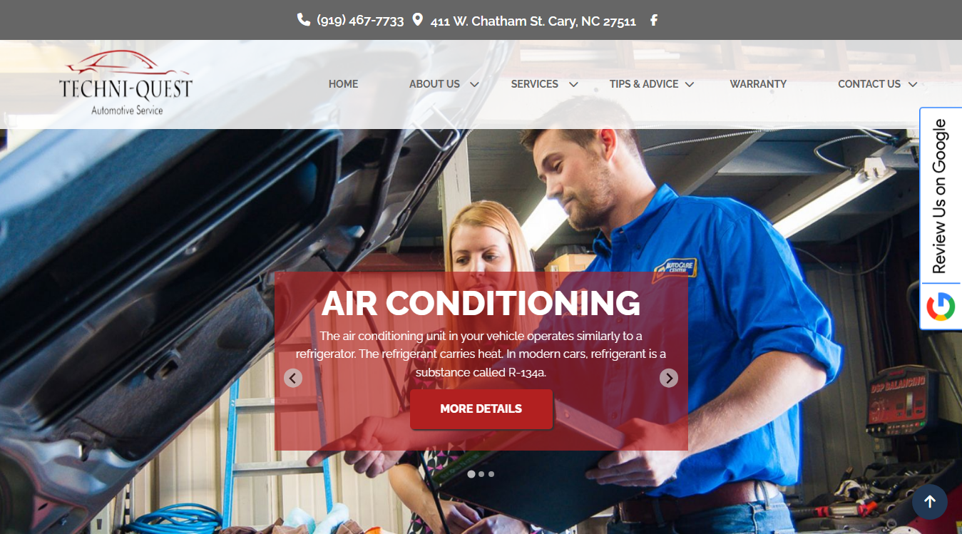 Website screenshot for Amped Up Electric Garage