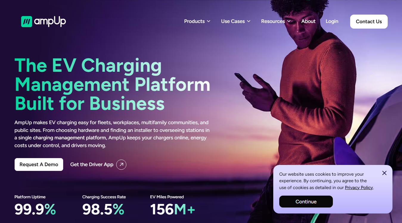 Website screenshot for AmpUp Charging Station