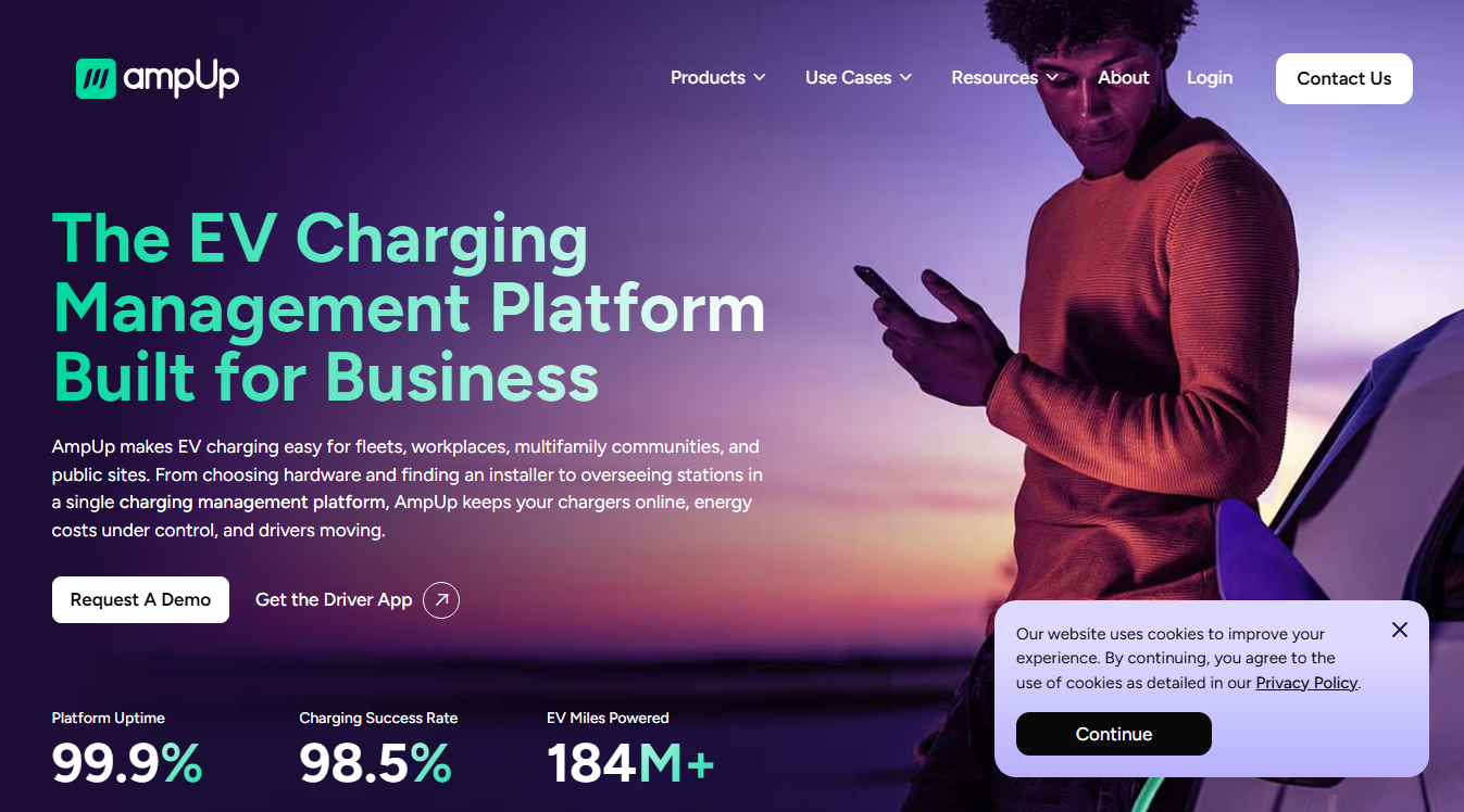 Website screenshot for AmpUp Charging Station