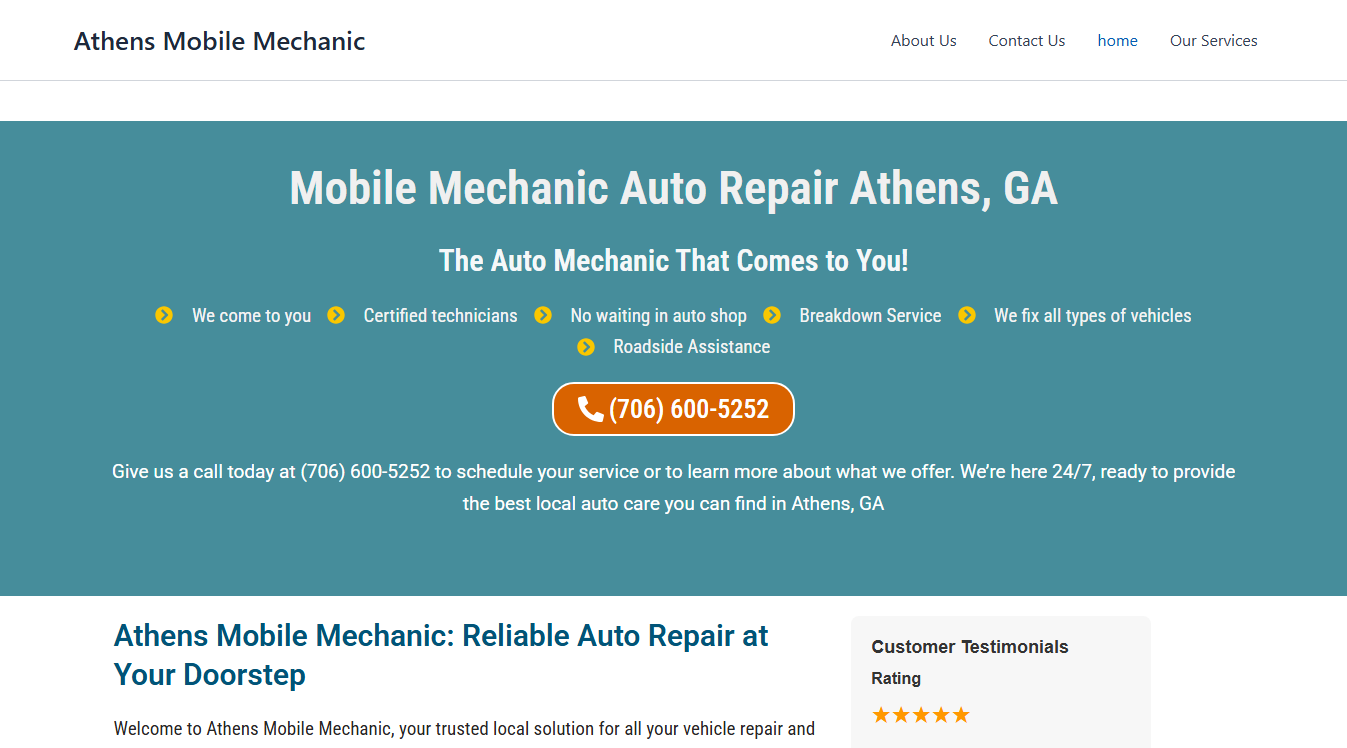 Website screenshot for Anderson Auto Services