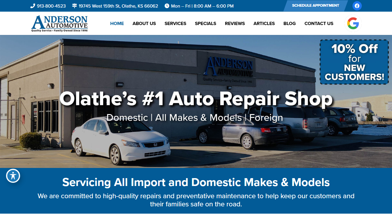 Screenshot of Anderson Automotive