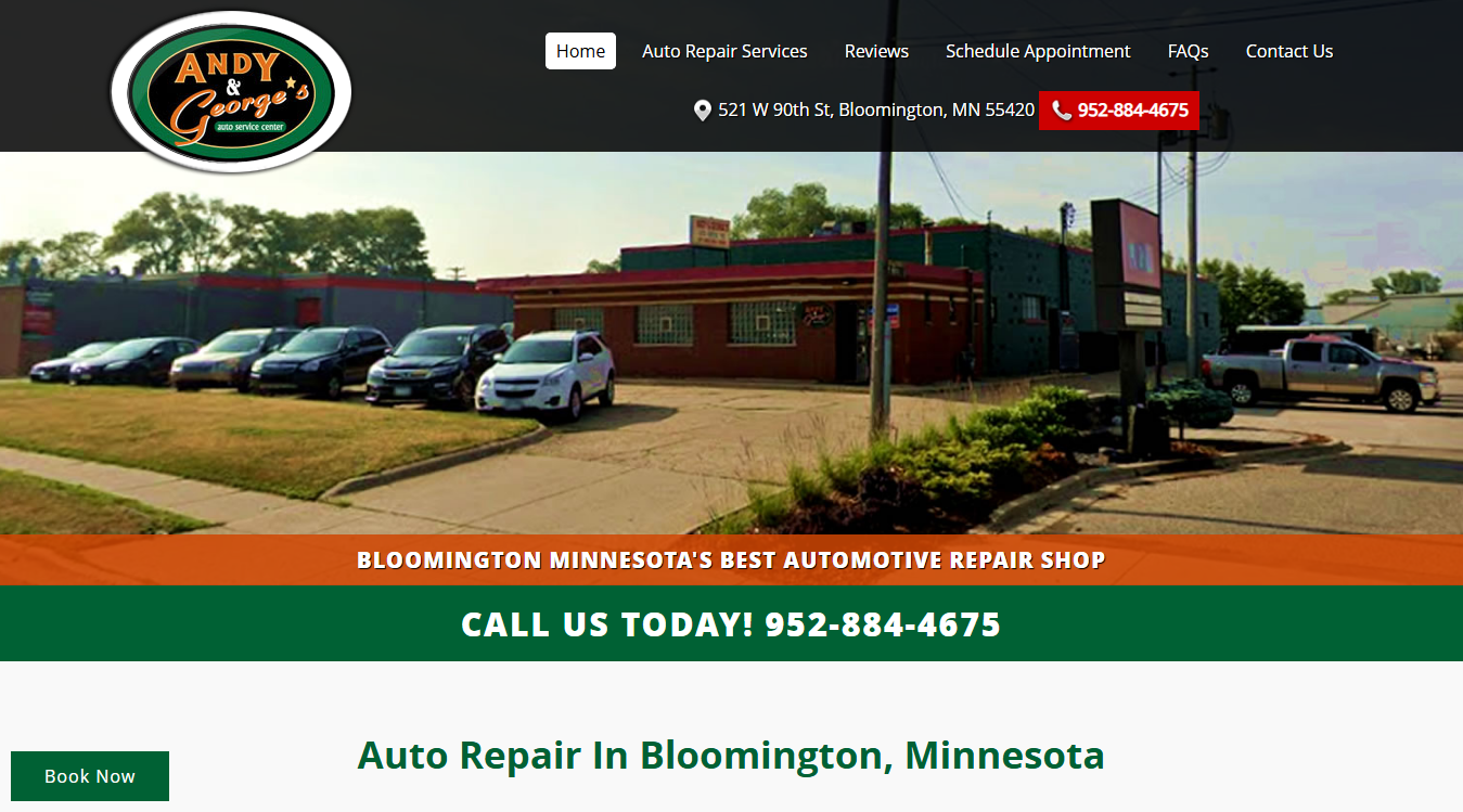 Website screenshot for Andy & George's Auto Service Center