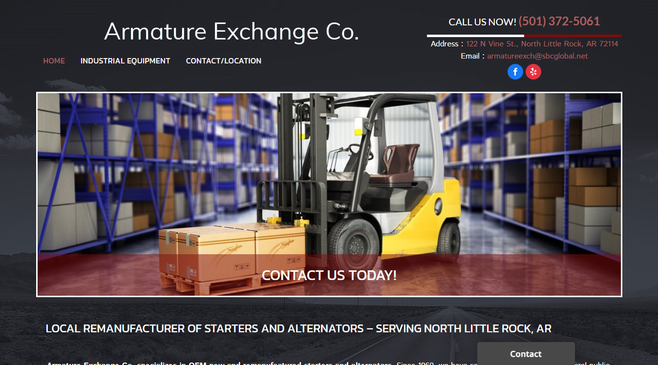 Website screenshot for Armature Exchange Co