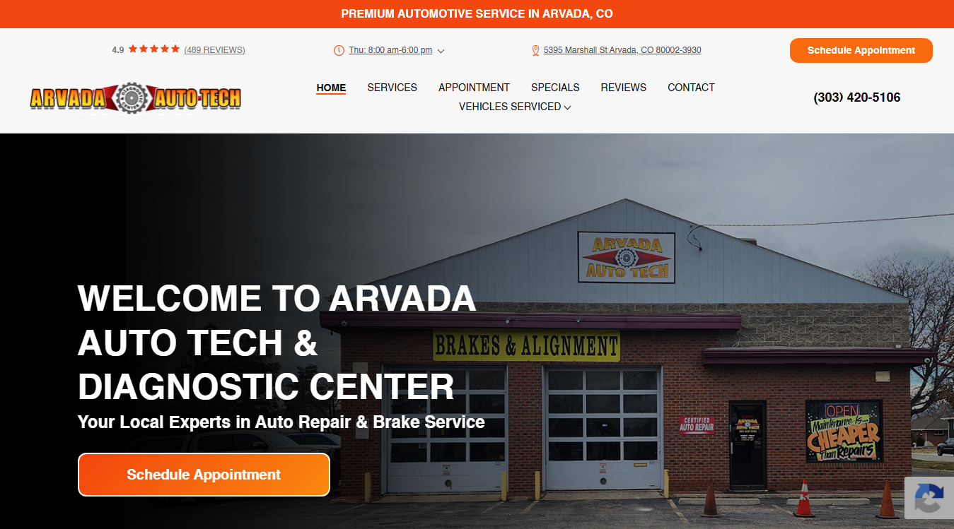 Screenshot of Arvada Auto Tech & Diagnostic Center