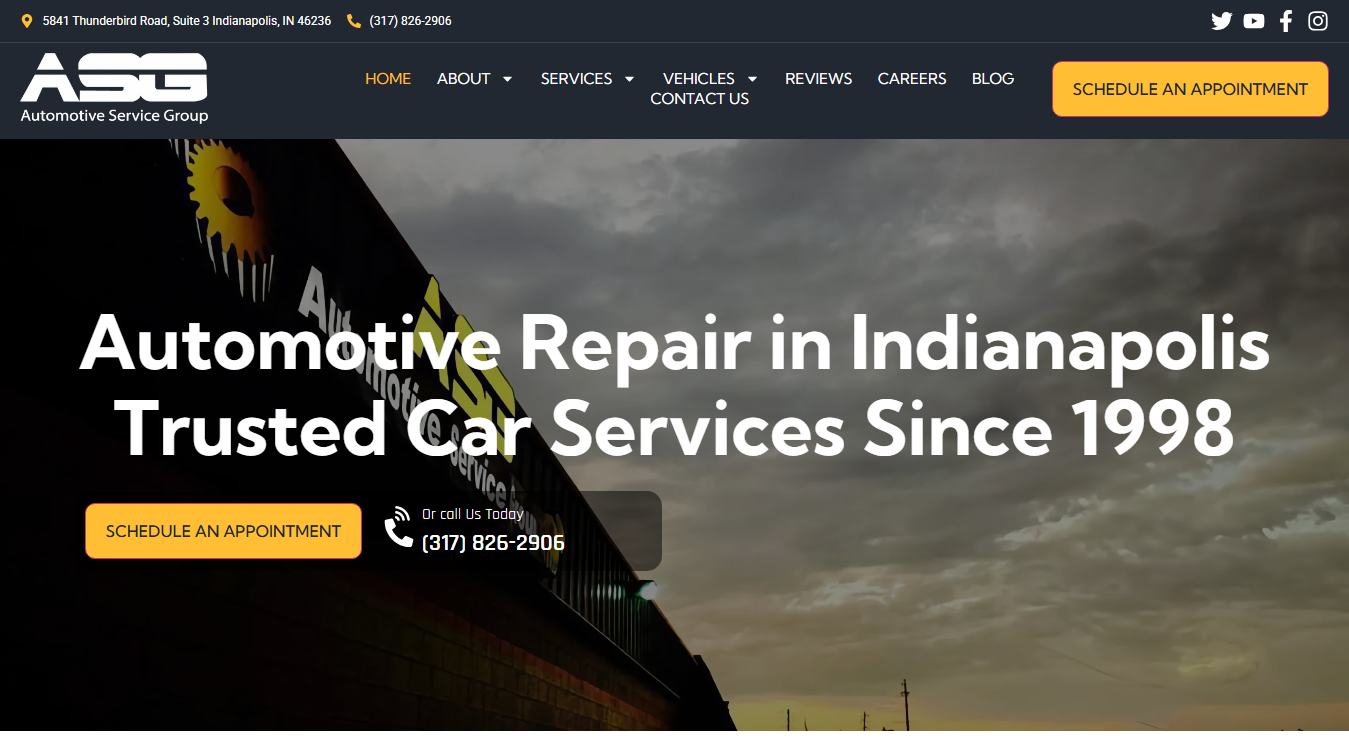 Website screenshot for ASG Automotive