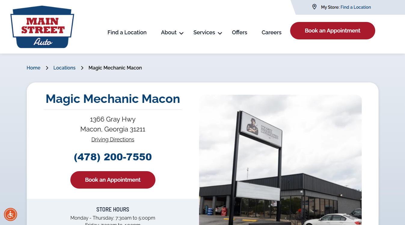 Website screenshot for Augusta Automotive