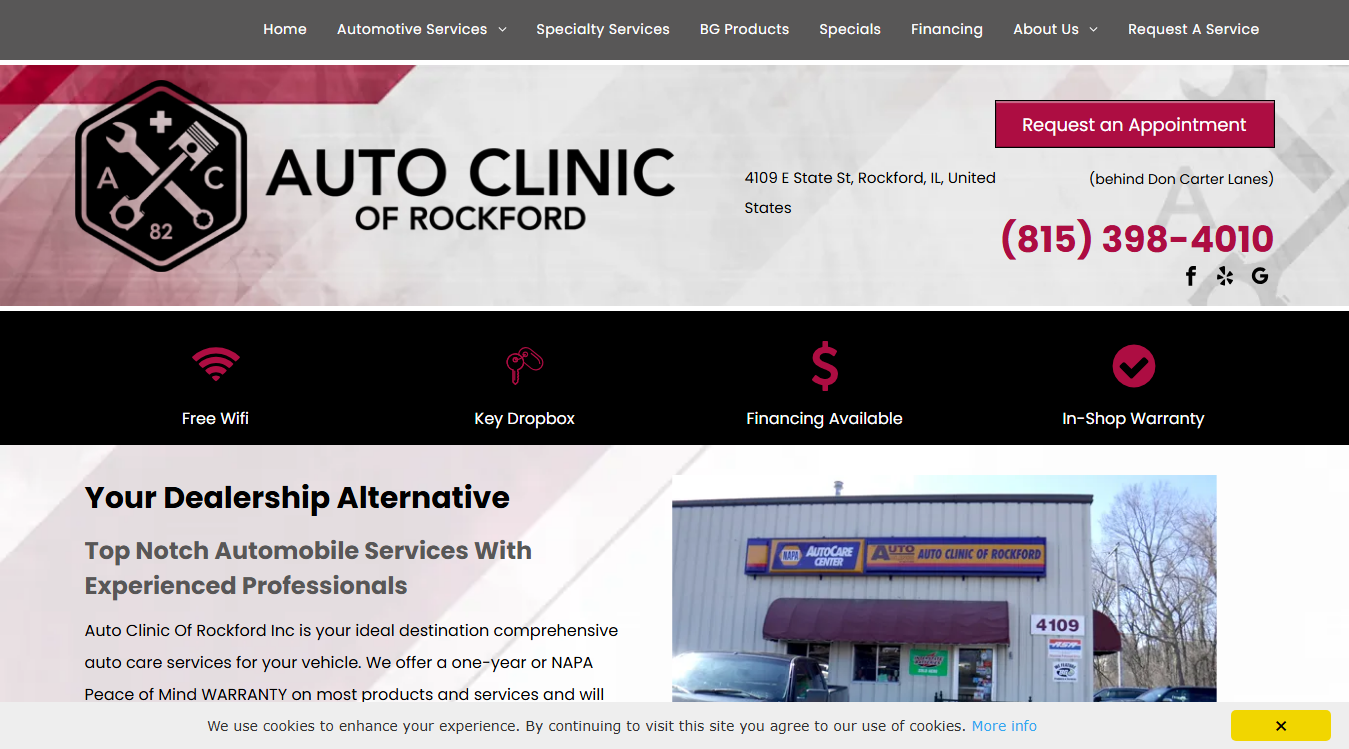 Website screenshot for Auto Clinic Of Rockford