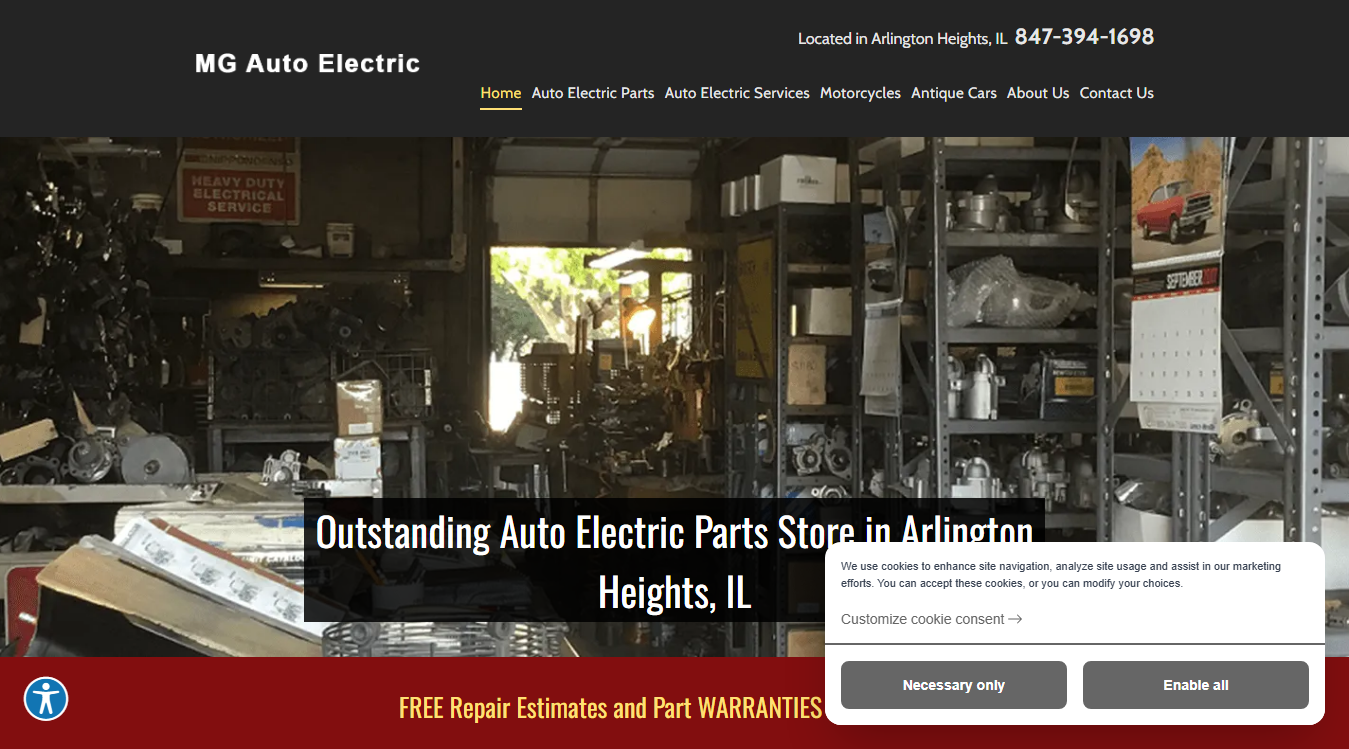 Website screenshot for Auto Electric & Tuneup