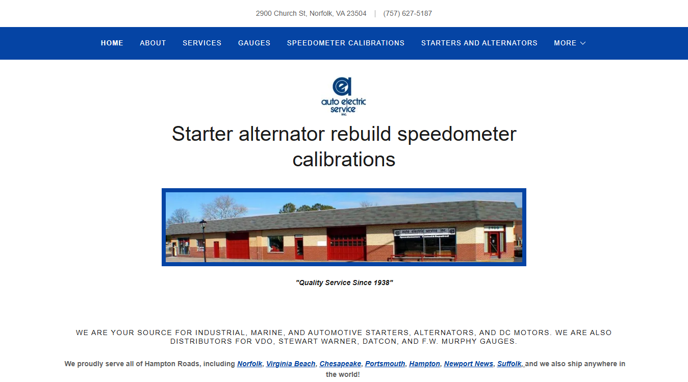 Screenshot of Auto Electric Service, Inc.