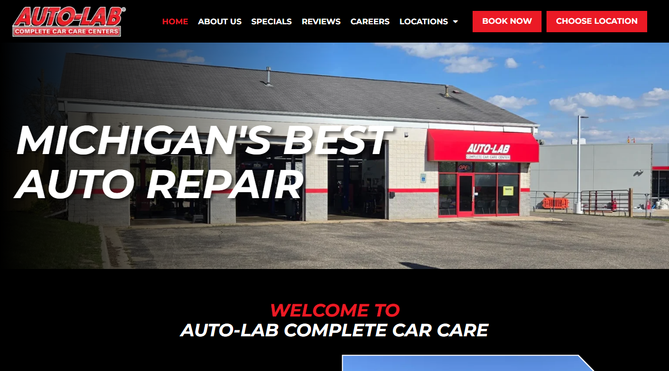 Website screenshot for Auto-Lab Complete Car Care Center of Lansing