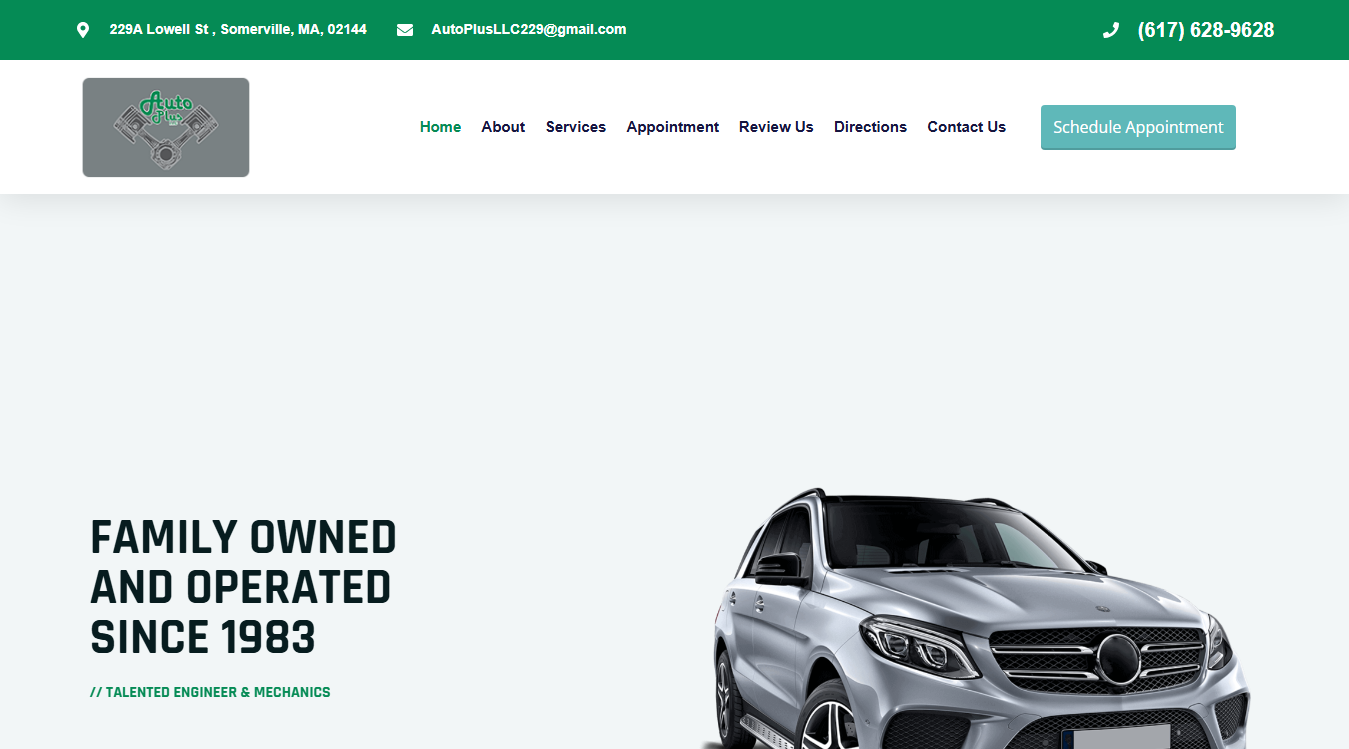 Website screenshot for Auto Plus LLC